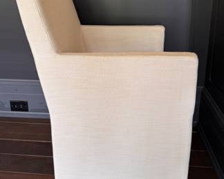 Set of 8 RH Ellison Track Arm Dining Chair in Linen Upholstery. On Casters. Each Measures 24" W x 26" D with 19" Seat Height. Photo 3 of 3. 