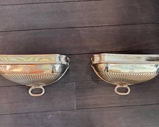 Silver Plate Meat Dome Turned Wall Mount Planter / Sconce - 2 Matching In Two Different Sizes -- One Set is 11" x 7" Each; Second Set is 16" x 10" Each. Photo 1 of 3. 