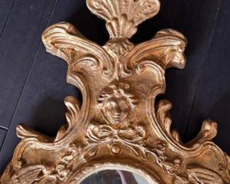 Antique 24K Gilt Wood Rococo Style Mirror - 2 Available. Each Measures 22" W x 36" H. Photo 2 of 4.