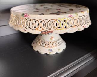 Mayfair Collection by Jay Open Lattice Rim Porcelain Butterfly Cake Stand. Photo 1 of 2. 
