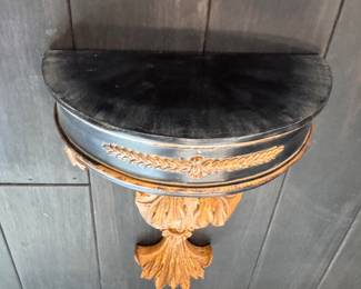 Pair of Neoclassical Partial Gilt Wood Wall Mounted Brackets. Each Measures 10" W x 12" H. Photo 2 of 2.
