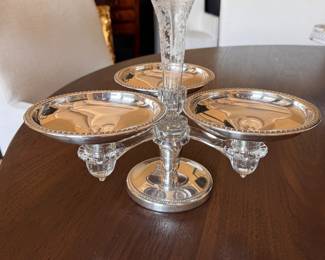 Silver Plate & Etched Glass Centerpiece. Photo 1 of 2. 