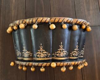 Vintage Parcel Gilt Cone Shape Wall Shelf with Beads - 2 Available. Each Measures 20" W x 9" D x 10" H. Photo 1 of 2.  