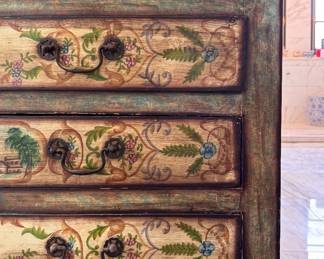 Hand-Painted Antique French Provincial 4-Drawer Chest of Drawers. Measures 48" W x 20" D x 36" H. Photo 2 of 6.