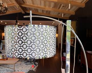 Chrome Arc Floor Lamp With Geometric Shade. Photo 2 of 2. 