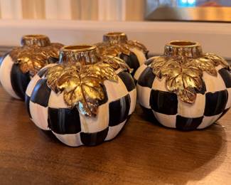 Mackenzie-Childs Courtly Check Pumpkin Candles Holders - 2 Pairs. Photo 1 of 2. 