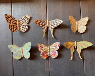 Mackenzie-Childs Butterfly / Moth Wall Decor. Each Measures 4" W x 4" H. 
