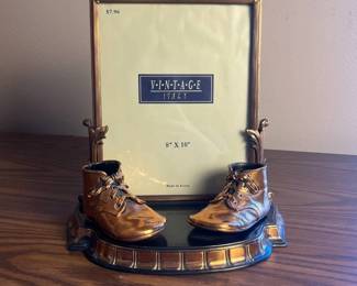 ld Bronze Colored Baby Booties Photo Frame Holder