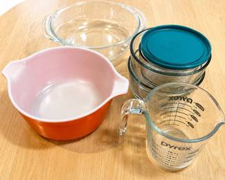 hk Pyrex Kitchen Glassware Set with Measuring Cup and Mixing Bowls