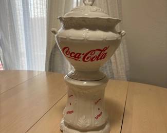 c4 Vintage CocaCola Cookie Jar Ornate White Ceramic Design