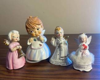 k Set of Four Ceramic Angel Figurines with Soft Pastel Colors
