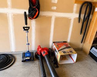 g Black Decker Leaf Hog Performance BlowerVac and 24V Snow Joe Electric Snow Shovel set