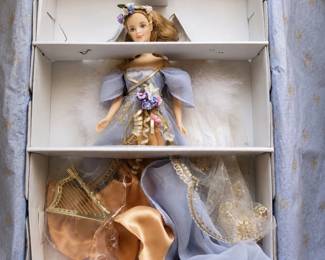 b Limited Edition Harpist Angel Barbie Doll with Harp and Elegant Gown w Original Box and COA
