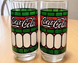 b15 Set of 2 CocaCola TiffanyStyle Stainless Glass Tumblers