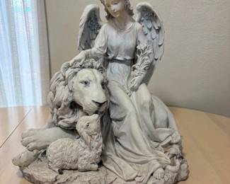 hd Guardian Angel Statue with Lion and Lamb Figurines