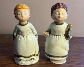 k Puckering Angel Figurines with Delicate Gold Accents and Instruments