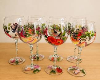 lk 7Piece Fruit Pattern Wine Glass Set