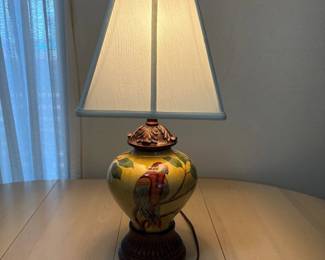 ld Ceramic Table Lamp with HandPainted Parrot Design