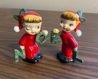 k Christmas Elves Salt and Pepper Shakers NOEL Letters Design