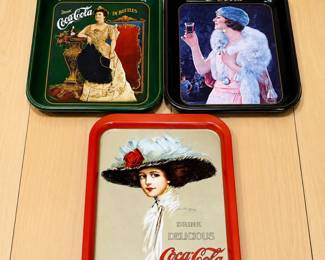 c6 Set of Three CocaCola Serving Trays Featuring Classic Early 20th Century Advertisements