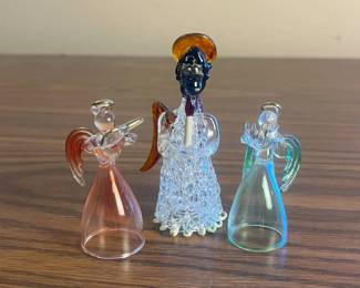 k Handcrafted Glass Angel Figurines Set with Intricate Detailing