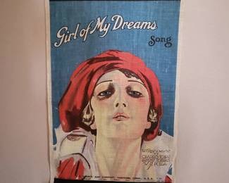 a9 Vintage Fabric Girl of My Dreams Song Poster with Wooden Frame