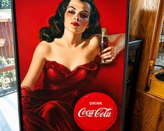 c28 CocaCola Framed Poster Featuring Elegant Woman in Red