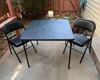 f Compact Black Card Table with 2 Folding Chairs