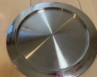 lk Elegant 15Inch Silver Platter with Hammered Rim