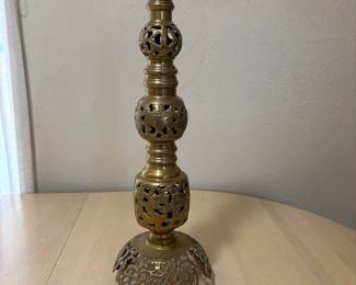 hd MultiTiered Reticulated and Pierced Filigree Brass Candlestick Pillar Candle Holder