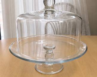 lk Elegant Glass Cake Stand with Dome Cover 13 in Diameter