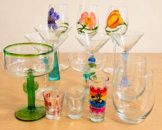 lk 14Piece Colorful HandPainted Bar Glass Set