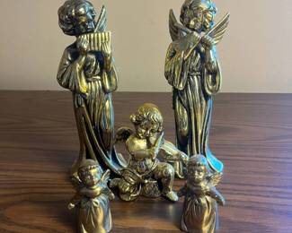 k Set of Five Brass Colored Angel Figurines