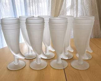a4 Set of 8 Tiara Indiana Frosted Glass Powder HornShaped Pilsner Drinking Goblets