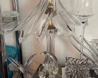 Vtg 1970s Cofrac Art Verrier France Crystal Table Lamp