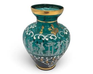 Italian Hand Painted Glass Vase