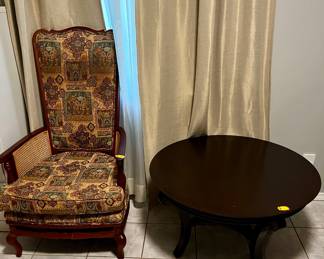 Antique chair, coffee table
