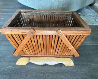 Vintage slatted bamboo basket, 13" x9" x 8.5", $20
