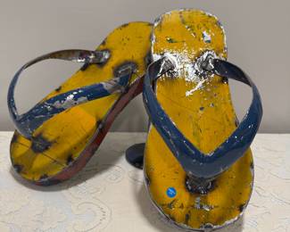 Aaron Jackson Metal Flip-Flop Art on Stand,  13w x 10H x 8D,   $65