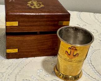 Anchor Shot Glass in Wood Box,   $14