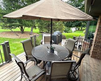 Patio table - table w/umbrella, 5 chairs,  $725