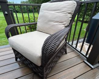 Set of 2 wicker chairs with cushions, $450