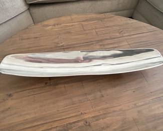 Long silver decorative bowl, 24"L,  $20