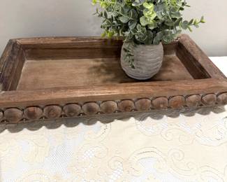Wood Circle Rim Tray, (plant not available) 17"L x 19,  $16