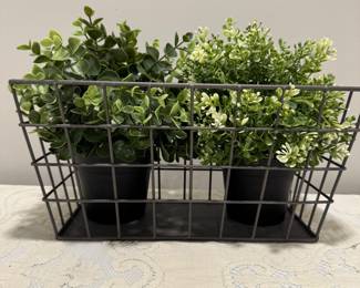 Two Faux Plants w/Metal Basket,  12wx6H,  1  $14