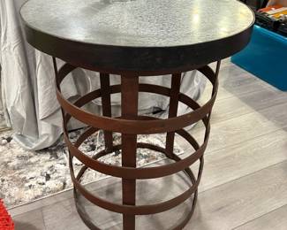 Barrel Strap round accent table, 23"D x 28"H,  $175