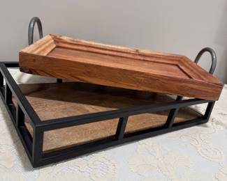Pair Wood Trays,  16" Both,   $30 Both