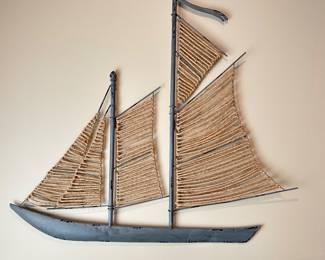 Metal & jute-string wall boat design, 36" x 31",  $58