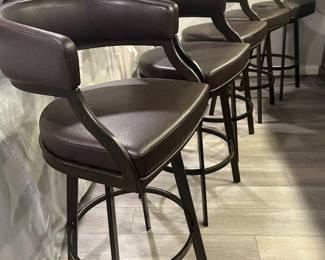 Armen Living "Saturn" Brown, Swivel bar stools, 30" seat height, 41.5"H x 20"W x 22"D,  $225 each