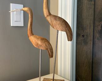 Carved Heron Birds, 14" for $15.  20" for $25.